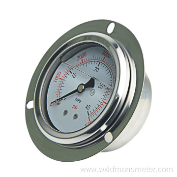 100 mm series back bottom connection flange Shockproof pressure gauges